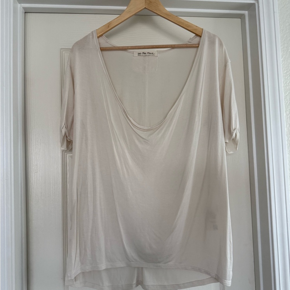 We The Free Light Beige Short Sleeve Tee